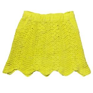 House of Eda Yellow Crochet Mini Skirt NEW